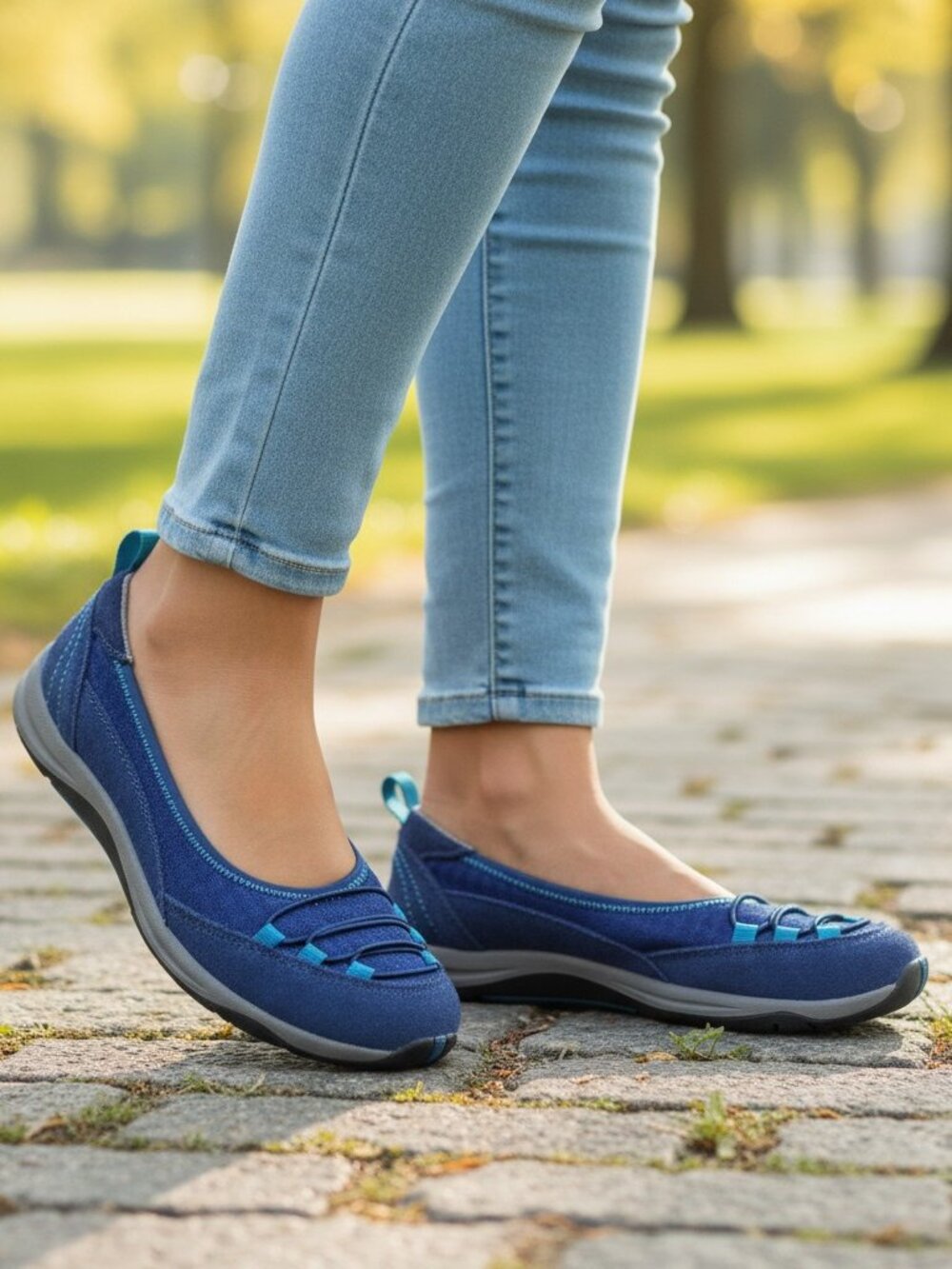 Lands End Casual Bungee Blue Suede Flats